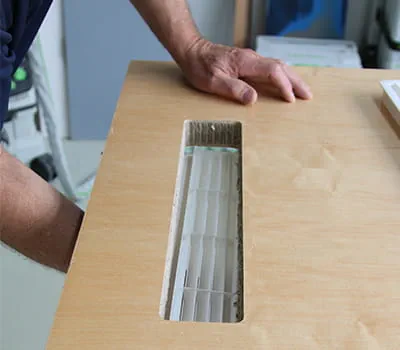 Découpe de grille d'aération terminée