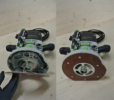 Installation de la fraise à rainurer et de la bague de copiage dans la défonceuse