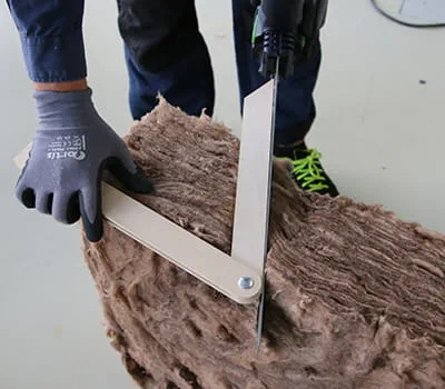 Mise en place pour la coupe en biais