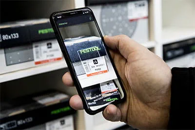 Le stockage et la gestion des stocks s'effectuent via l'Application Festool Order.